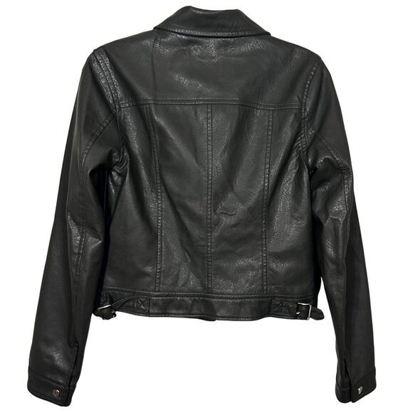 Womens Miss London Dk Gray Faux Leather Studded Motorcycle Jacket Size M, NWOT - Picture 2 of 4